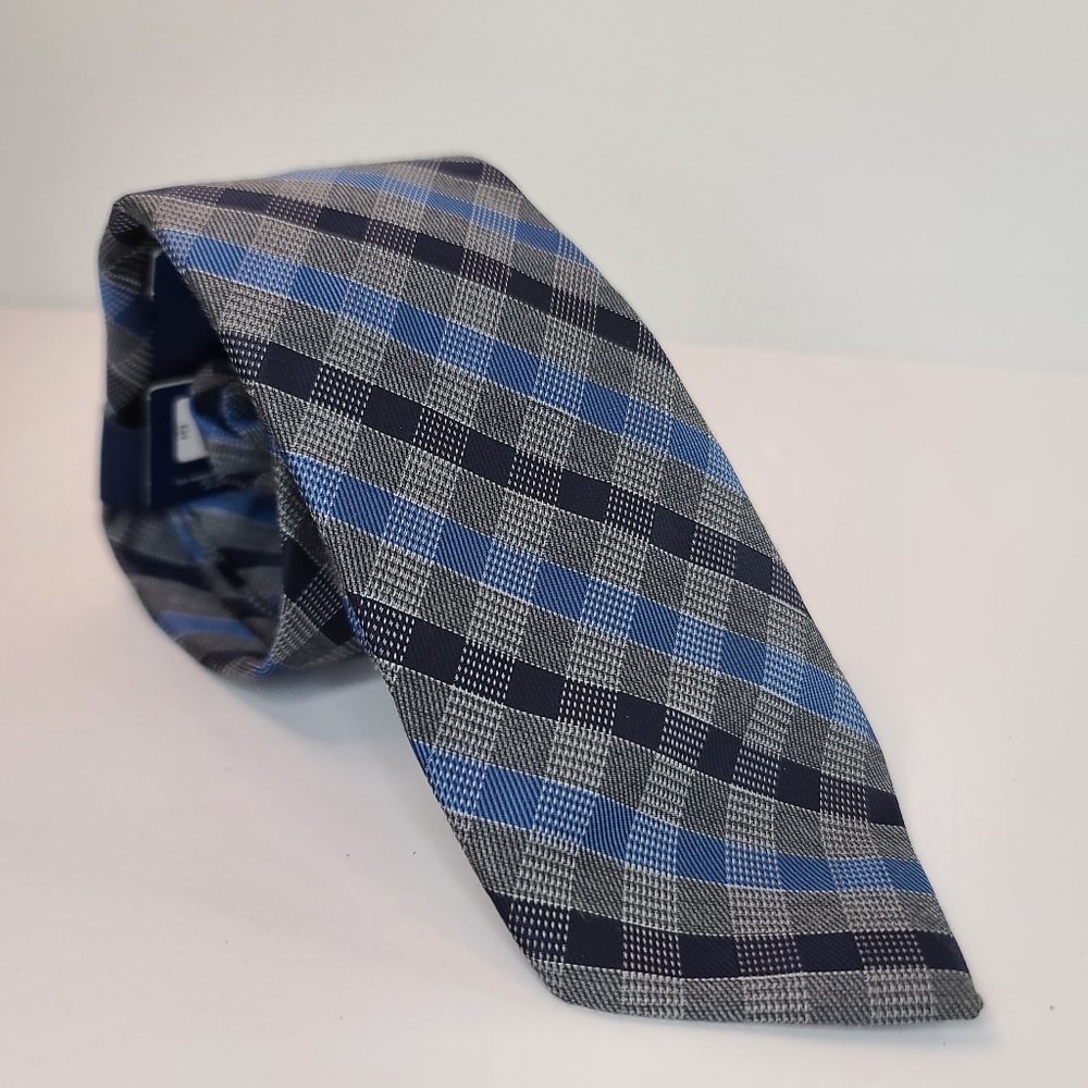 STAFFORD Blue Plaid Tie.